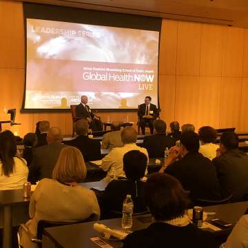David Persse and Josh Sharfstein share leadership lessons in disasters at the GHN Live event in Houston. (Image: Brian W. Simpson)