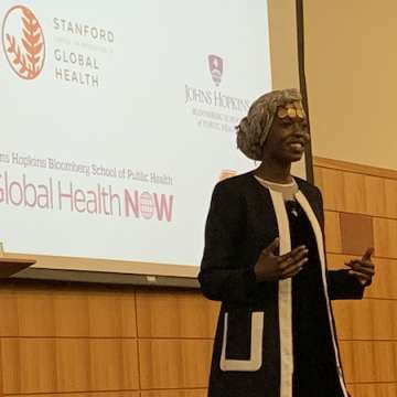 Goodwill ambassador for UNHCR Emtithal Mahmoud delivered a captivating spoken-word performance for the GHN LIVE at Stanford audience on April 10, 2019.