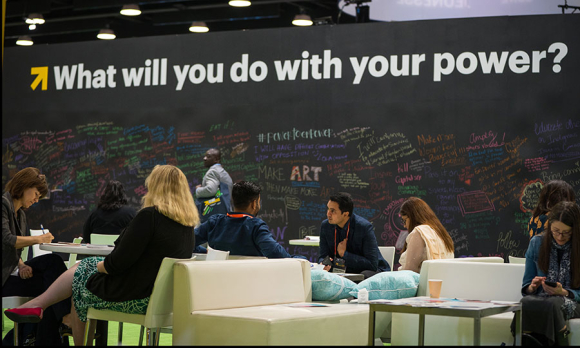 A chalkboard exhibit at Women Deliver 2019